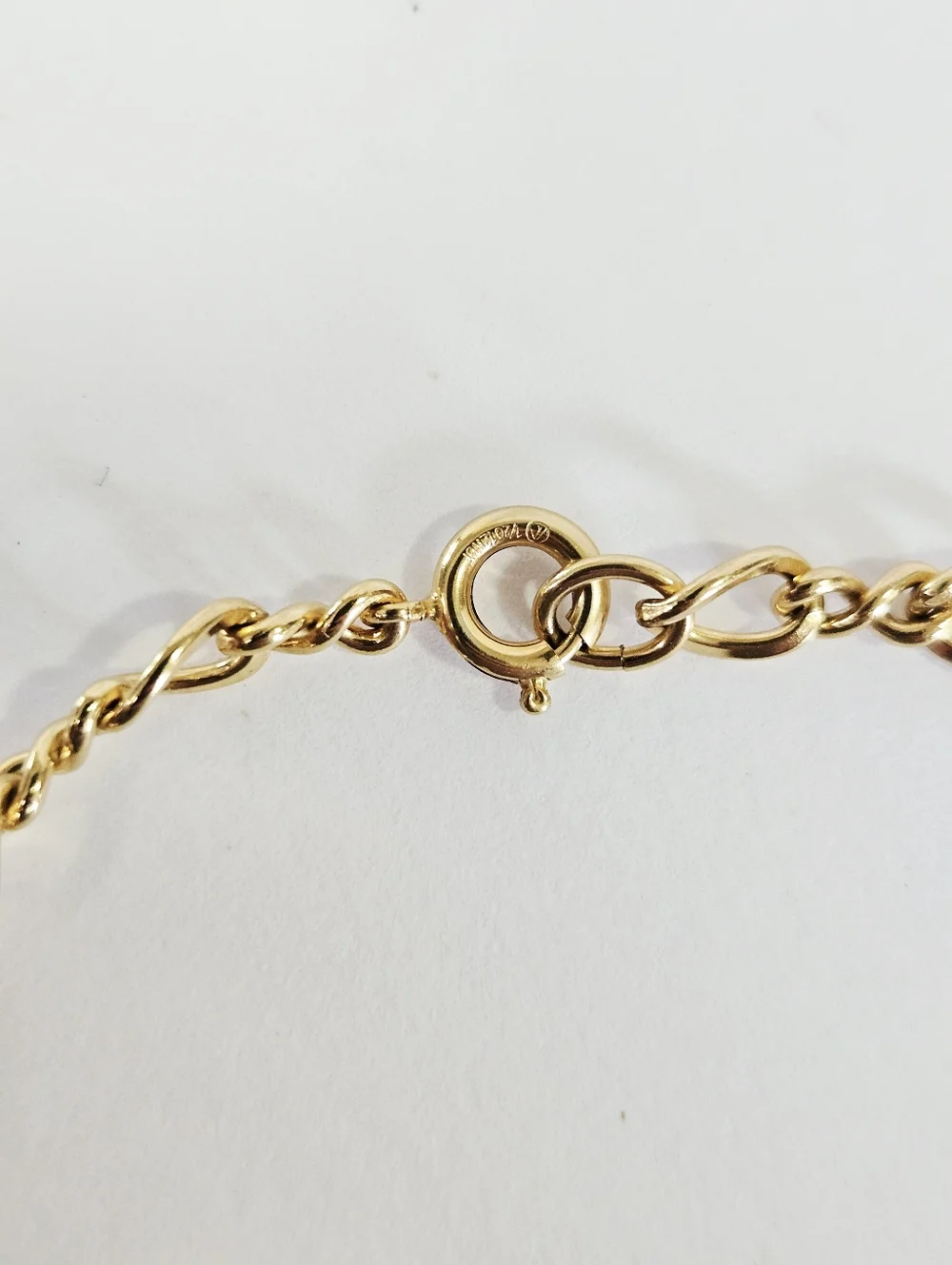 Vintage 12K Gold Filled Signed Polished Infinity Figaro Chain Link Bracelet 7